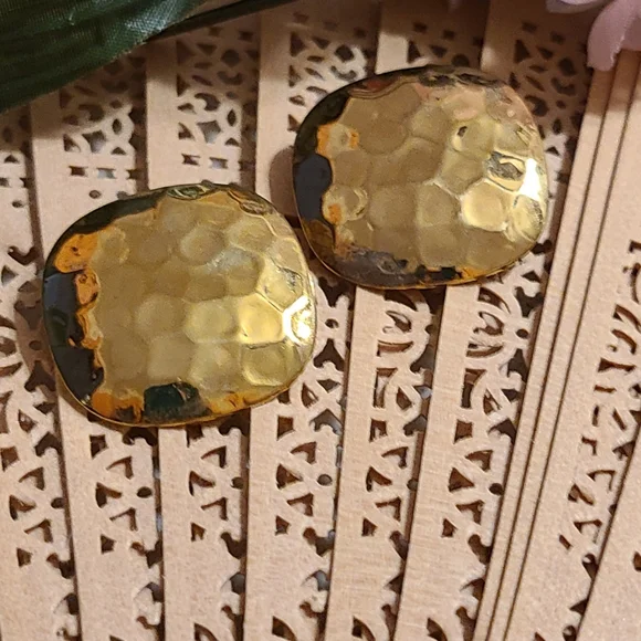 Brass Earrings for sale today gold tone - Picture 5 of 14